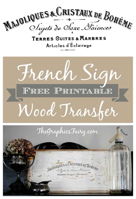 French Sign Transfer Onto Wood Printable The Graphics Fairy