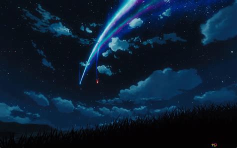 Anime Kimi No Na Wa In The Dark With Rainbows And Clouds 8k Wallpaper