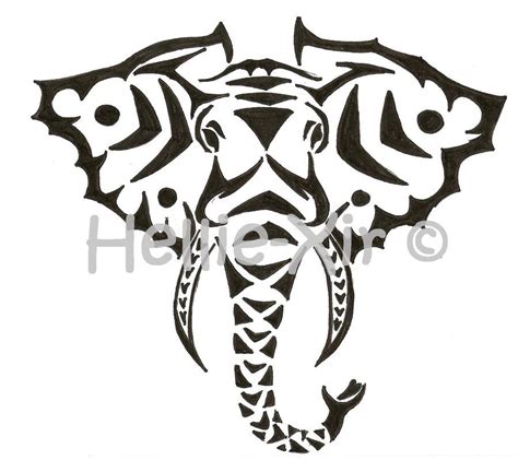 Amazing Black Tribal Elephant Head Tattoo Stencil By Alphir Elephant