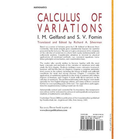 预售 【中商原版】变分法 英文原版 Calculus Of Variations I M Gelfand Dover