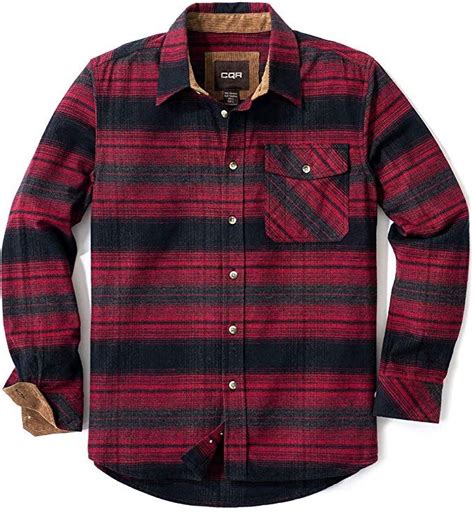 Cqr Mens Flannel Long Sleeved Button Up Plaid All Cotton