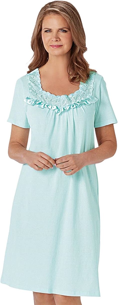 Cotton Knit Nightgown By Cozee Corner Color Mint Size Extra Large Mint Size Extra Large At