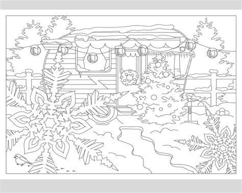 Halloween Christmas Adult Coloring Pages Vintage Camper Etsy