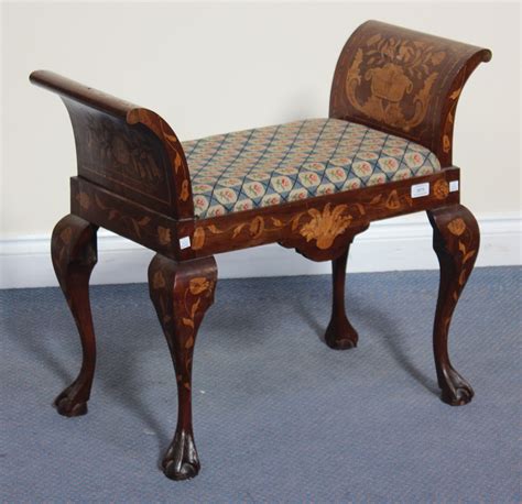 A Late 19thearly 20th Century Dutch Marquetry Mahogany Stool Inlaid