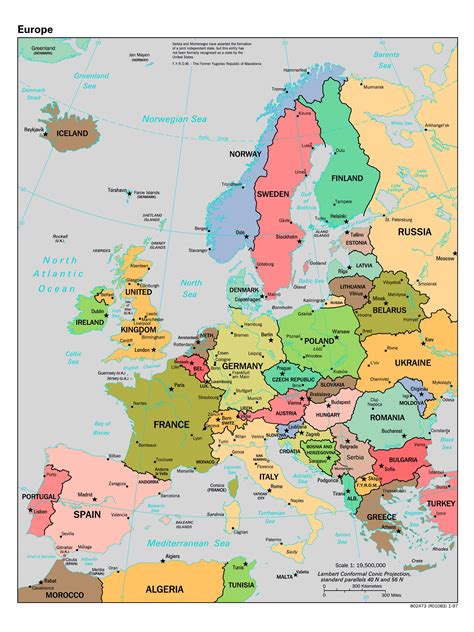 Large Scale Political Map Of Europe 1997 Europe Mapsland Maps