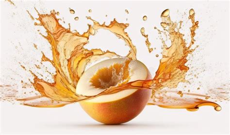 An Apple With A Splash Of Orange Juice On Top Of It Stock Illustration