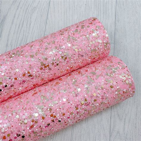 Candy Crystal Pink Chunky Glitter Fabric A4 Sheet Bow Crafts