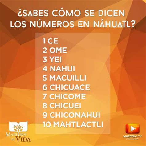 Y Tu Sabes Cómo Se Dicen Los Números Del 1 Al 10 En Nahuatl Aquí Lo