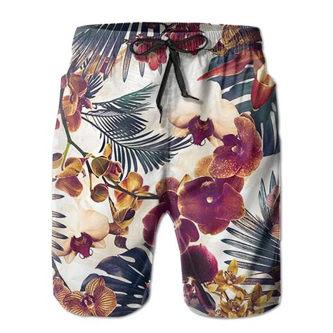 Talismano Summer Mens Boardshort Vintage Floral Printed Elastic Waist With Pockets Casual Home