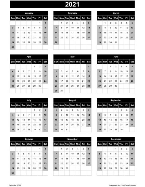 Excel 12 Month Calendar 2021 Free Editable 2021 Calendars In Word