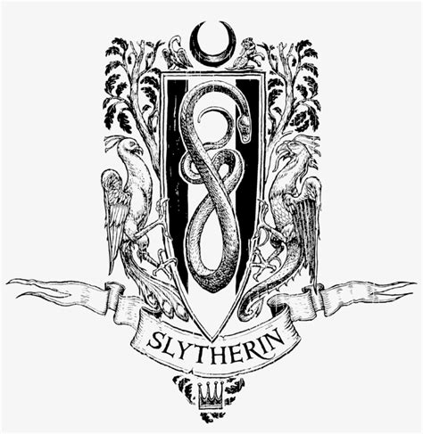 Slytherin Crest Black And White Harry Potter And The Philosophers