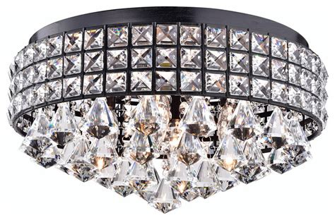 Black crystal drum pendant light. 4-Light Antique Black Crystal Drum Shade Flush Mount ...