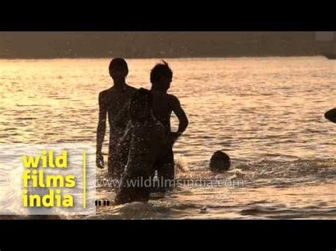 Boys Having Fun Splashing Around In The River Ganges Varanasi Youtube