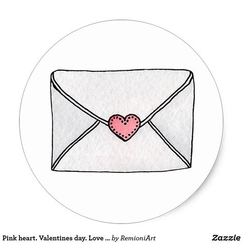 Pink Heart Valentines Day Love Letter Teens Classic Round Sticker Zazzle Pink Heart