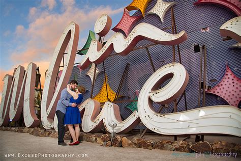 neon museum engagement photo session heather and brian creative las vegas wedding photographer