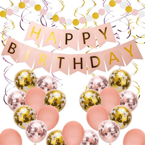 Buy Savita Pink And Gold Happy Birthday Party Decoration Supplies For