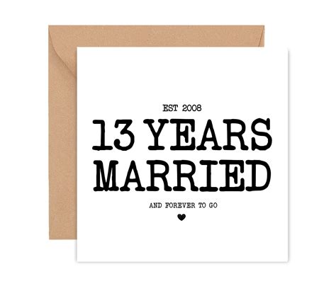 13th Anniversary Card For Husband 13 Year Anniversary Card Etsy