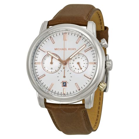 Leather men's watches come in our signature logo. Michael Kors Landaulet Chronograph White Dial Men's Watch ...