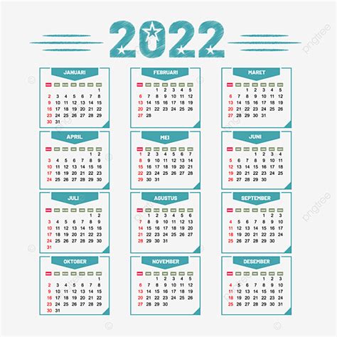 Calendar Squares Vector Art Png 2022 Calendar With Star And Turquoise