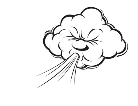 Dibujo De Viento Soplando Dibujos Animados Nube Sopla Viento — Vector