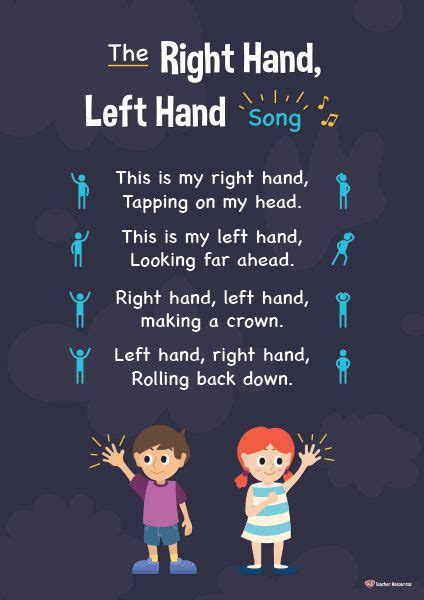 The Right Hand Left Hand Song With Images Rhyming Poems For Kids