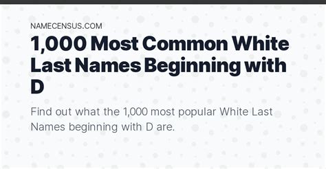 1000 Most Common White Last Names Beginning With D
