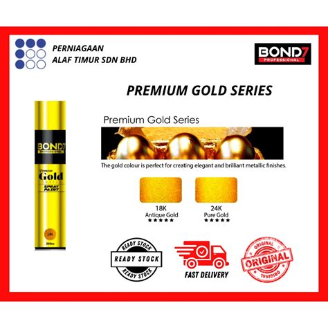 Bond7 Professional Premium Gold Series Spray Gold Paint Spray Emas