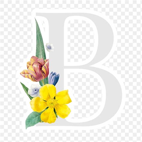 Flower Decorated Capital Letter B Free Png Sticker Rawpixel