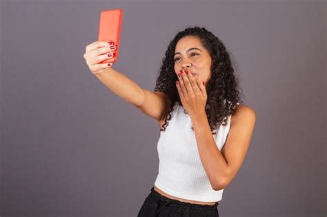 Premium Photo Young Brazilian Black Woman Taking Selfie Self Portrait