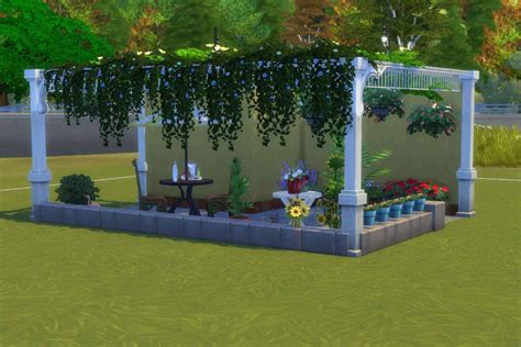 Sims 4 Build Tutorial Base Game Patio With Pergola And Hanging Baskets