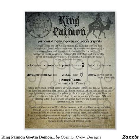 King Paimon Goetia Demonic Poster Zazzle Alphabet Poster Magick