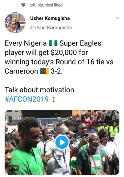View all matches, results, transfers, players and brief of super eagles football team. Super Eagles players will get $20,000 Each for winning ...