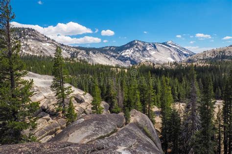 Panoramic Shot Of Sierra Nevada Mountain Range In Yosemite National