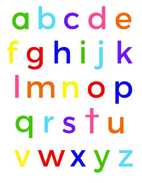 List Of Lowercase Letters Templates Printable
