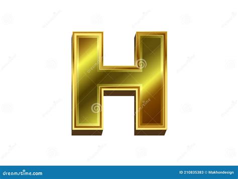 3d Letra Dourada H Alfabeto Dourado De Luxo Em Fundo Branco Ilustração