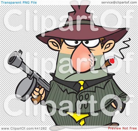 royalty free rf clip art illustration of a cartoon gangster holding a gun and smoking a cigar