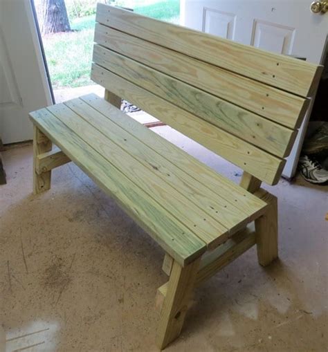 After sitting on other chairs and benches, and measuring their height, i arrived at an overall height of 18 inches. DIY 2x4 Bench - Sweet Pea