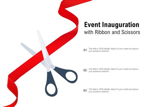 event inauguration with ribbon and scissors templates powerpoint presentation slides