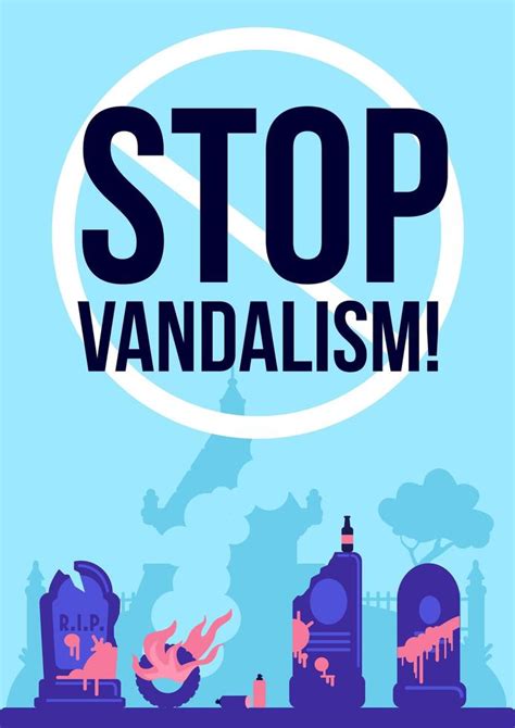 Stop Vandalism Poster 1736217 Vector Art At Vecteezy