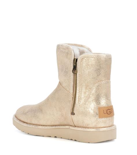 Ugg Leather Abree Mini Stardust Ankle Boots In Gold Metallic Lyst