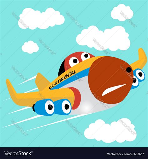 Funny Plane Take Off Cartoon Royalty Free Vector Image