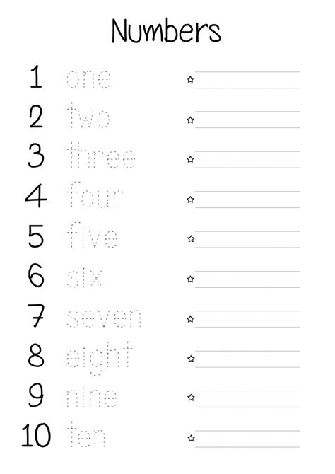 Numbers In Words Printable