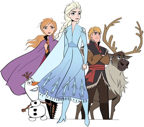 Clip Art Of Anna Elsa Olaf Kristoff And Sven From Frozen 2 Disney