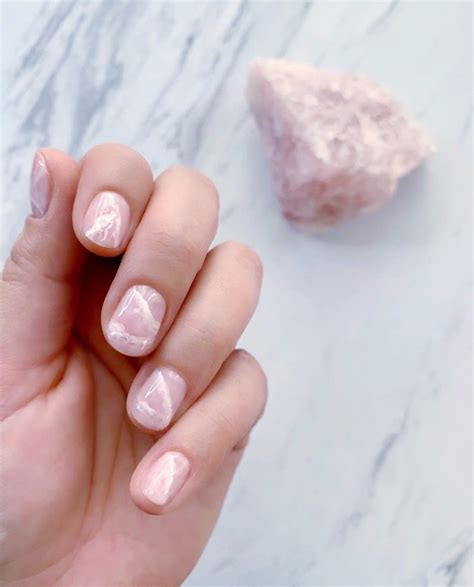 Rose Quartz Nails Get Good Vibes From A Pretty Pink Marble Mani Fashion Blog
