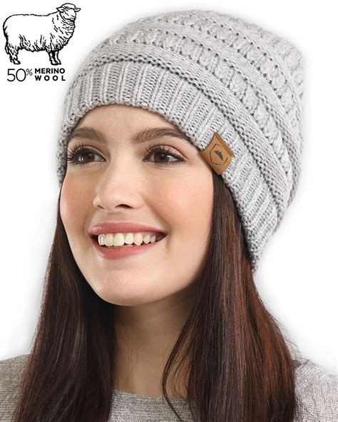 tough headwear womens cable knit beanie warm and soft stretch winter hats thick chunky and soft
