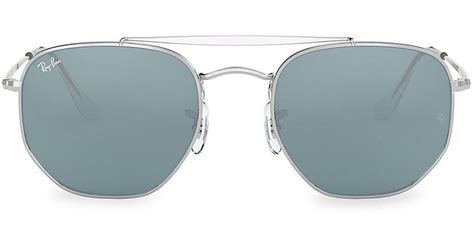 Ray Ban Rb3648 54mm Hexagon Sunglasses In Silver Metallic For Men Lyst