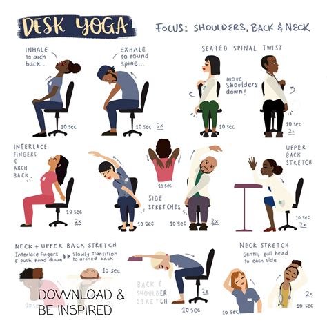 Desk Yoga For Shoulders Back And Neck Healthcare Etsy Canada Desk