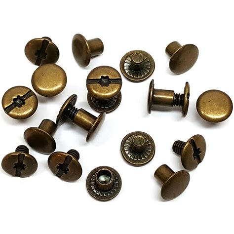 10 Pack 14 Antiqued Brass Chicago Screws With Grips Hill Leather