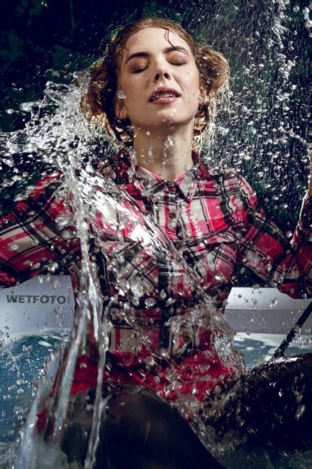 Cool Girl In Wet Clothes Lying In The Pool Full Of Water Wetlookone