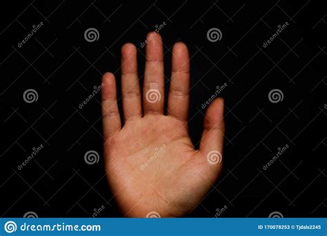 Right Hand Palm On Black Background Stock Image Image Of Gesture
